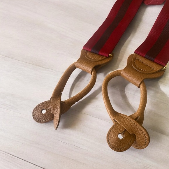 TRAFALGAR Suspenders Silk Maroon & Blue Center Stripe OS NEW - Picture 6 of 13